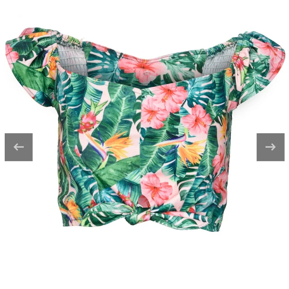 Voodoo Vixen Green and Pink Floral A-Line Skirt - Picture 3 of 3